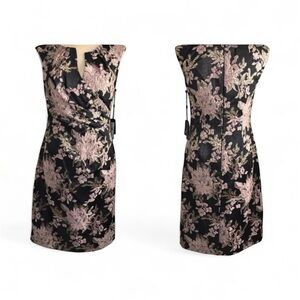 Adrianna Papell Elegant Black and Pink Mini Dress